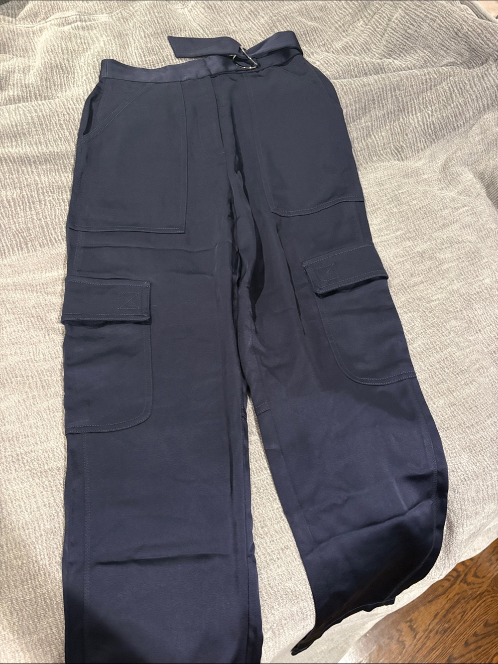Jonathan Simkhai Navy silk Cargo Pants